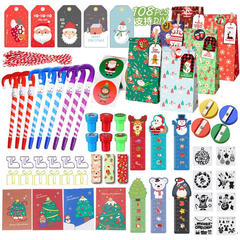 2023 Christmas Countdown Blind Box Assembled Building Blocks Decompression Jewelry Unicorn Girls Toys Gifts for Boys and Girls QC-022 Christmas stationery 108PCs