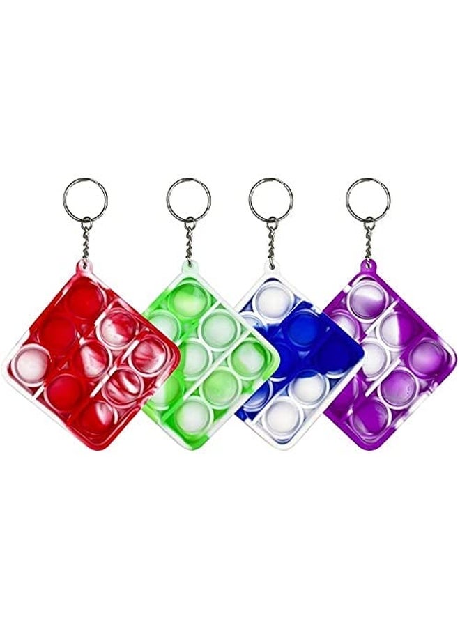4-Piece Push Pop It Bubble Fidget Sensory Keychain Toy