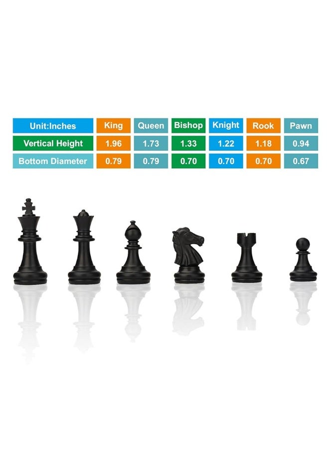 Chess Pieces Only, Magnetic Plastic Chessman Set for Replacement of Missing Pieces, Include Storage Bag (1.96â€ King - Small)