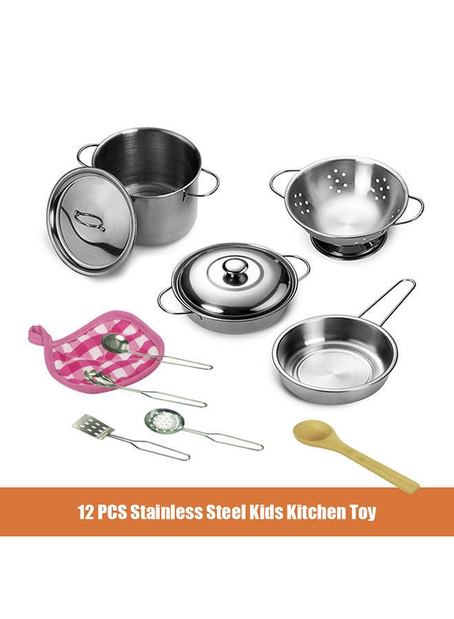 12-Piece Stainless Steel Kitchen Toy Set