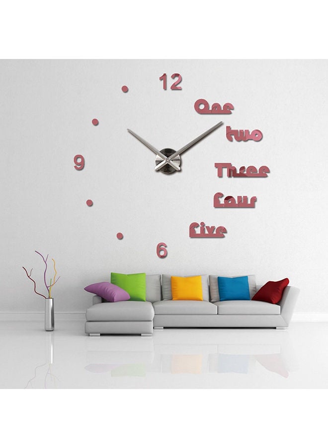 DIY 3D Large Letter Wall Clock Sticker Pink 120x120centimeter
