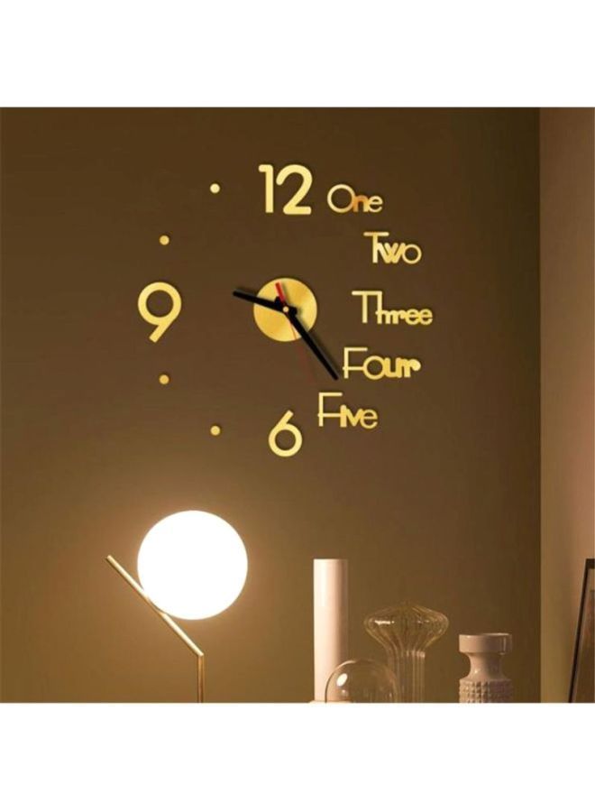 DIY Mirrored Sticker Pattern 3D Wall Clock Gold 40x40cm