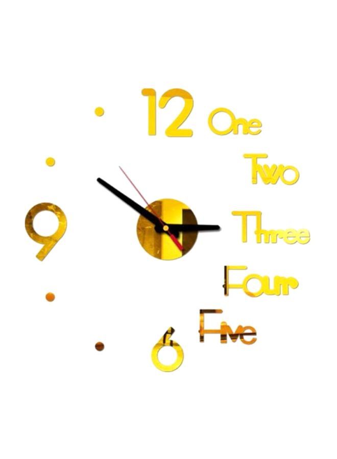 DIY Mirrored Sticker Pattern 3D Wall Clock Gold 40x40cm