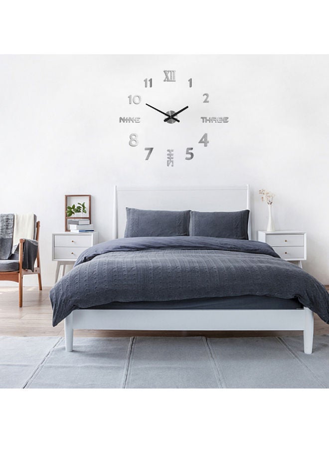 3D Mirror Sticker Frameless Wall Clock Silver/Black 70 x 70cm