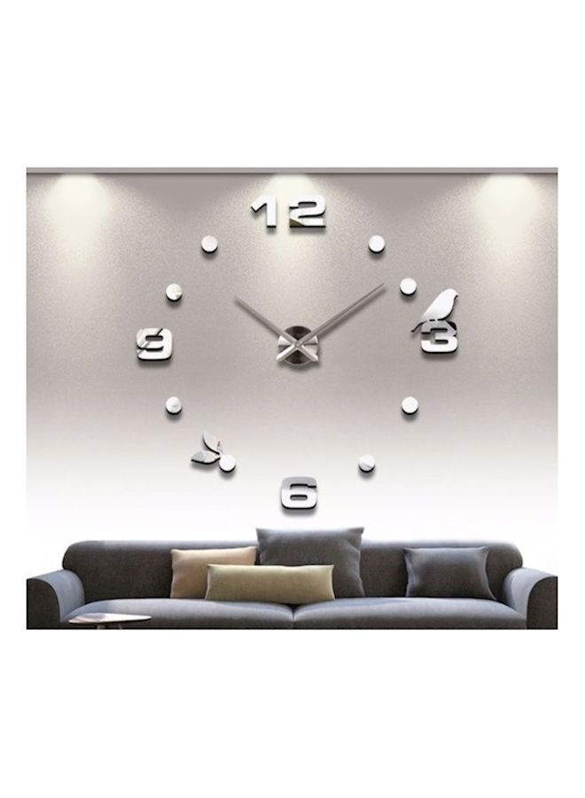 3D DIY Birdie Leaves Simple Living Room Wall Clock White