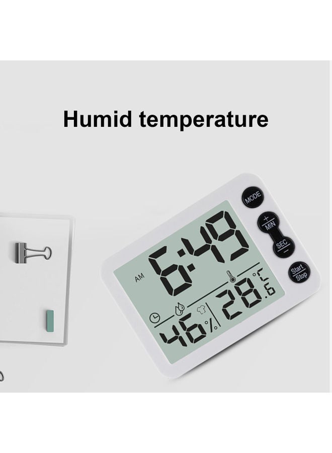 Digital Alarm Clock With Temperature And Humidity White/Black