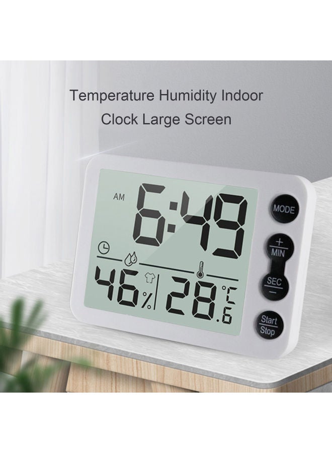 Digital Alarm Clock With Temperature And Humidity White/Black