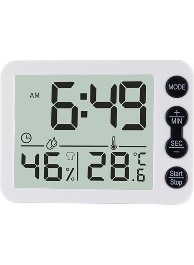 Digital Alarm Clock With Temperature And Humidity White/Black