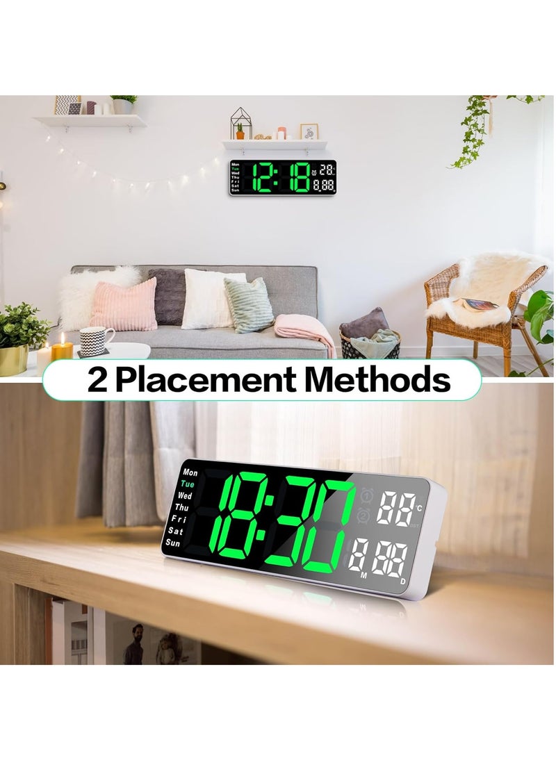 13 Inch LED Display Digital Wall Clocks with Day and Date Modern Wall Clocks for Living Room Silent Wall Clocks for Bedrooms with Remote Control