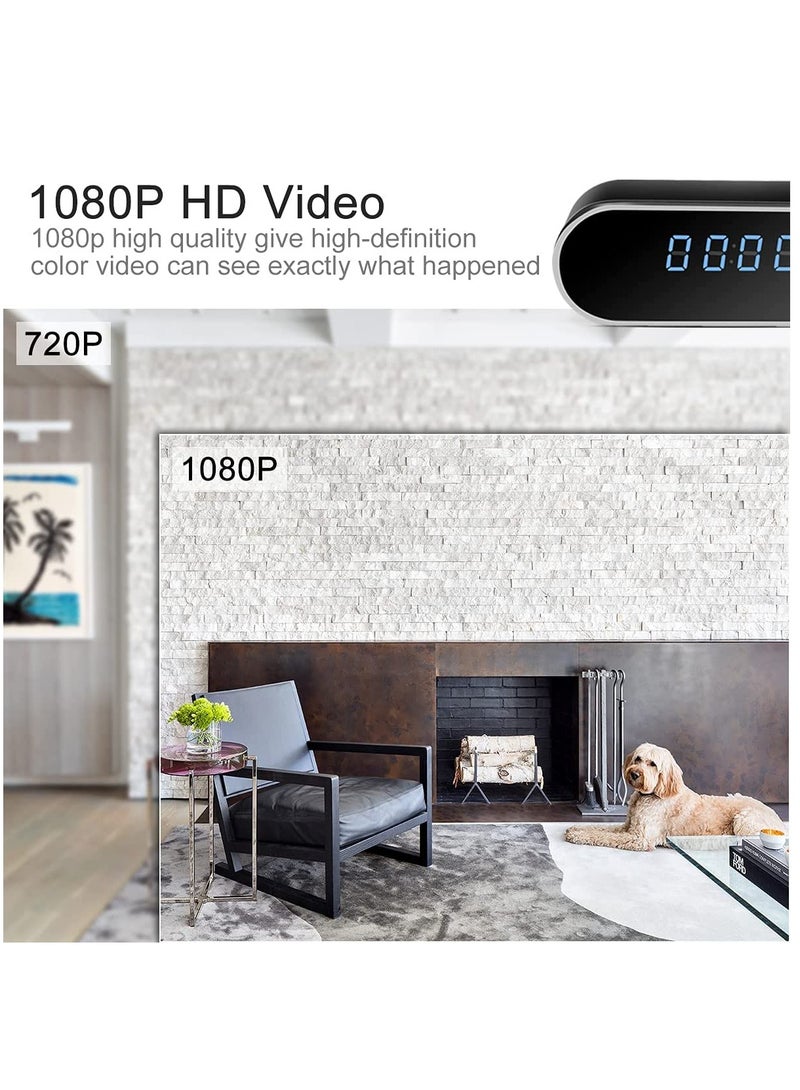 Hidden Camera Clock, HD 1080P WiFi Hidden Spy Alarm Clock Camera with Night Vision/Motion Detection/Loop Recording, Wireless Security Nanny Cam for Home and Office-Support iOS/Android No Audio