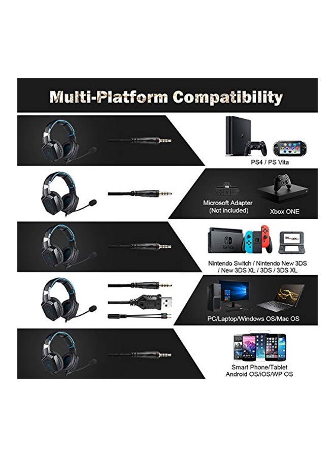 Wired Stereo Over-Ear Gaming Headphones With Mic