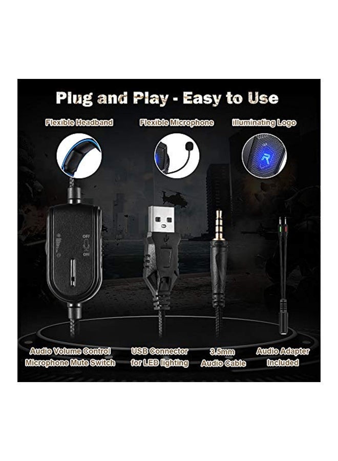 Wired Stereo Over-Ear Gaming Headphones With Mic