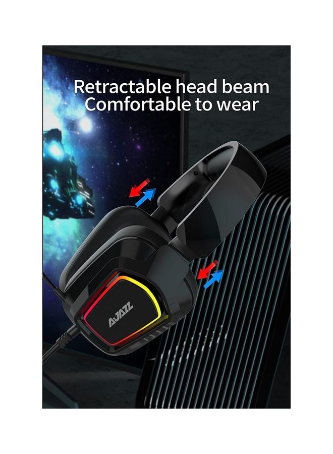 USB 7.1 Surround Sound Headset with RGB Lighting and Telescopic Microphone