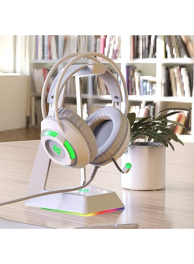 AX120 Luminous Headset 3.5mm Audio USB Connector 50mm Surround Bass Sound Music Headphone Omnidirectional Microphone Soft Breathable Earmuffs Earphones for Computer Office Gaming