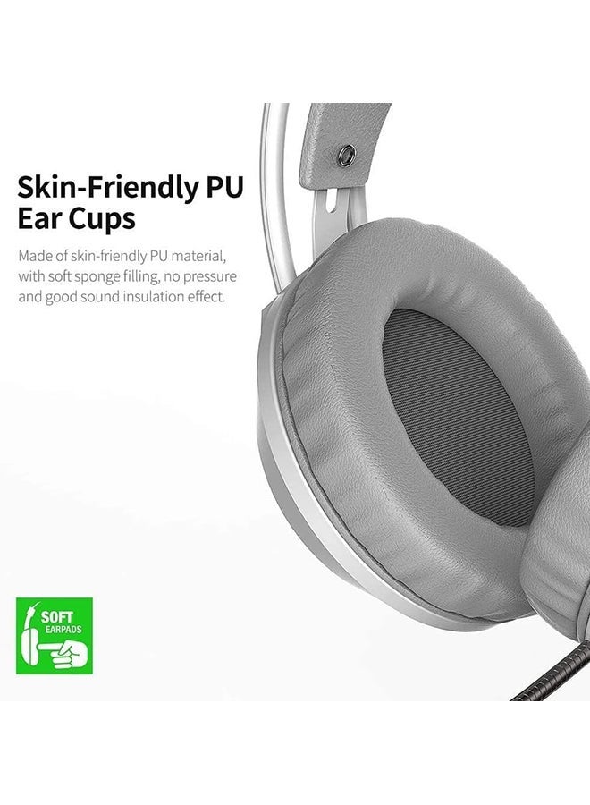 AX120 Luminous Headset 3.5mm Audio USB Connector 50mm Surround Bass Sound Music Headphone Omnidirectional Microphone Soft Breathable Earmuffs Earphones for Computer Office Gaming