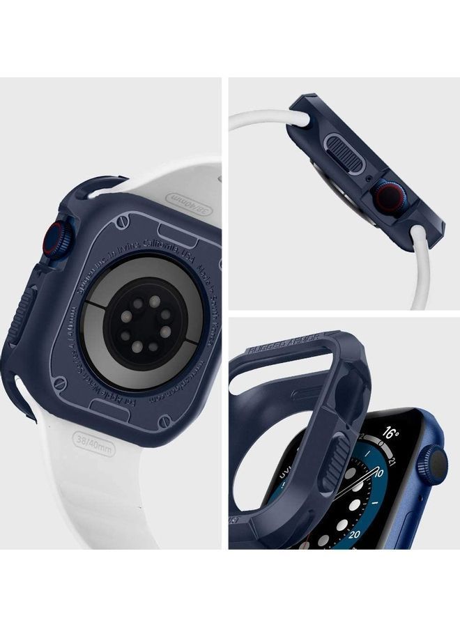 Rugged Armor Case Cover for Apple Watch Series 7 (41mm) and 6/SE/5/4 (40mm) Navy Blue