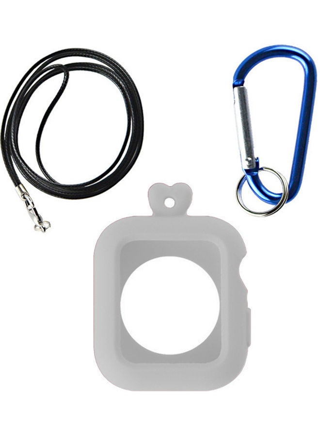 Silicone Protective Frame Cover With Lanyard And Carabiner For iWatch