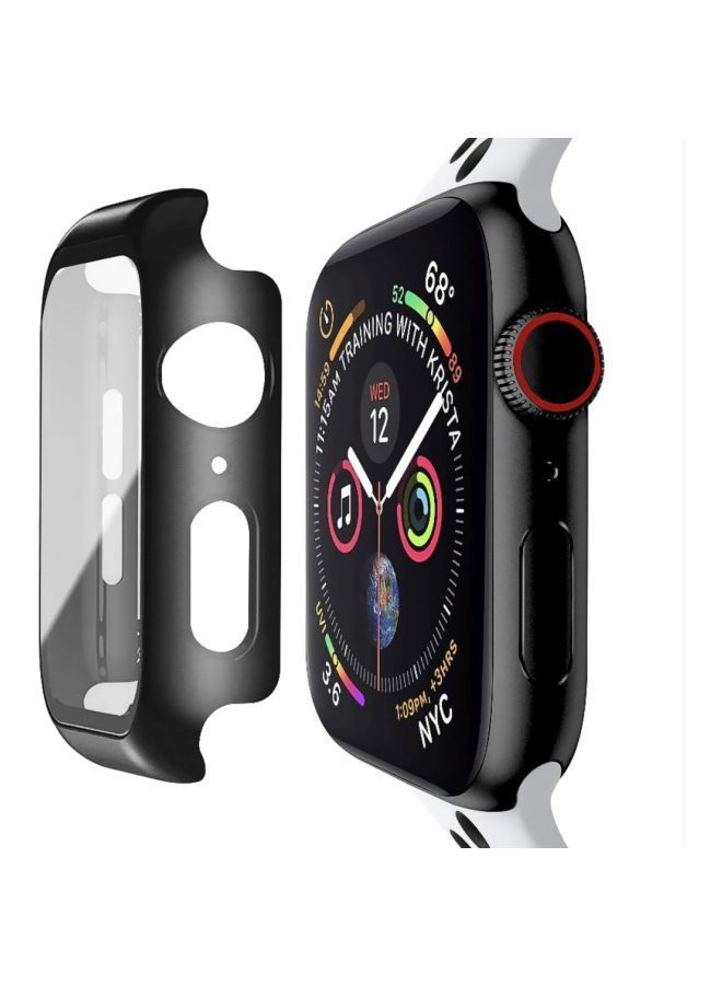 PC Plated Snap-On Case With Protective Glass For Apple Watch 40mm Black/Clear