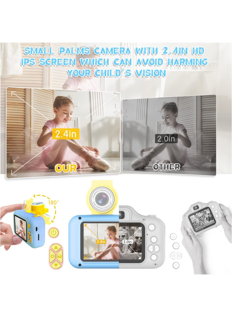 Kid Camera, 2.4in IPS Screen Digital Camera for Kid,180°Flip Len Student Camera,Children Selfie Camera with Playback Game, Birthday Gift for 4 5 6 7 8 9 10 11 Year Old Girl Boy