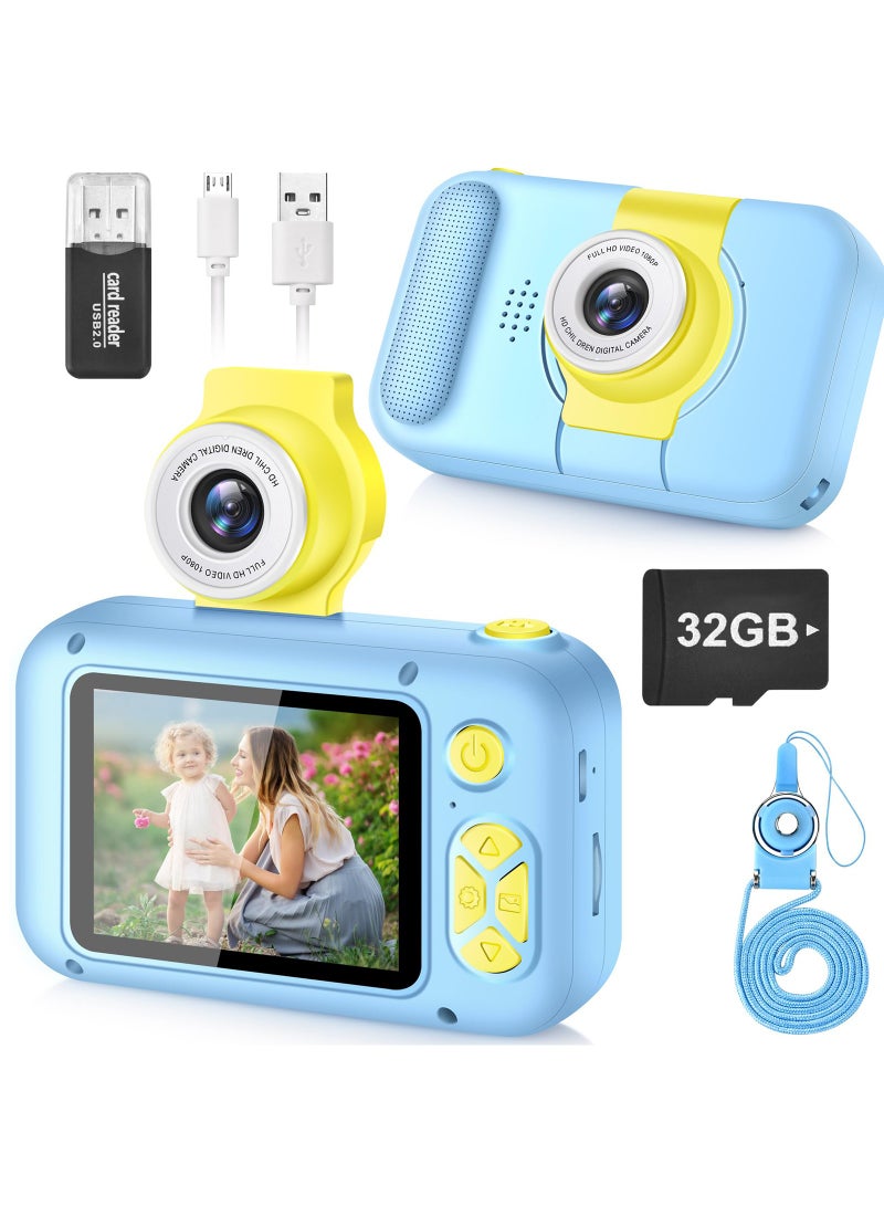 Kid Camera, 2.4in IPS Screen Digital Camera for Kid,180°Flip Len Student Camera,Children Selfie Camera with Playback Game, Birthday Gift for 4 5 6 7 8 9 10 11 Year Old Girl Boy