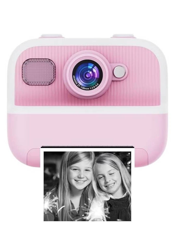 Kids Instant Camera M8 Photo Camera for Children Print Camera 32GB Storage 48MP Cameras 1080p Video 3 Photo Rolls 5 Coloring Pens