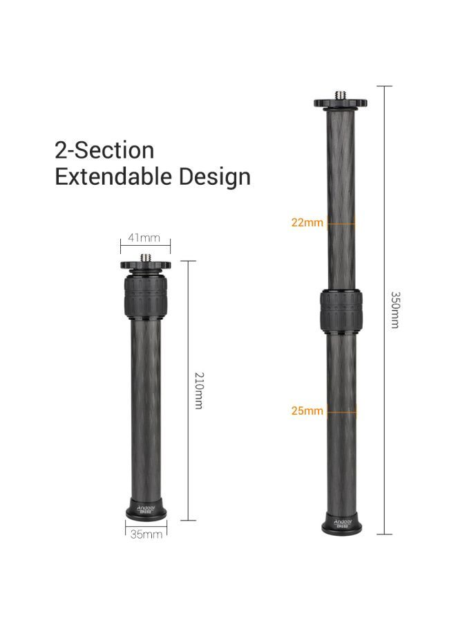 Carbon Fiber 2-Section Monopod Extender For Zhiyun FeiyuTech Black