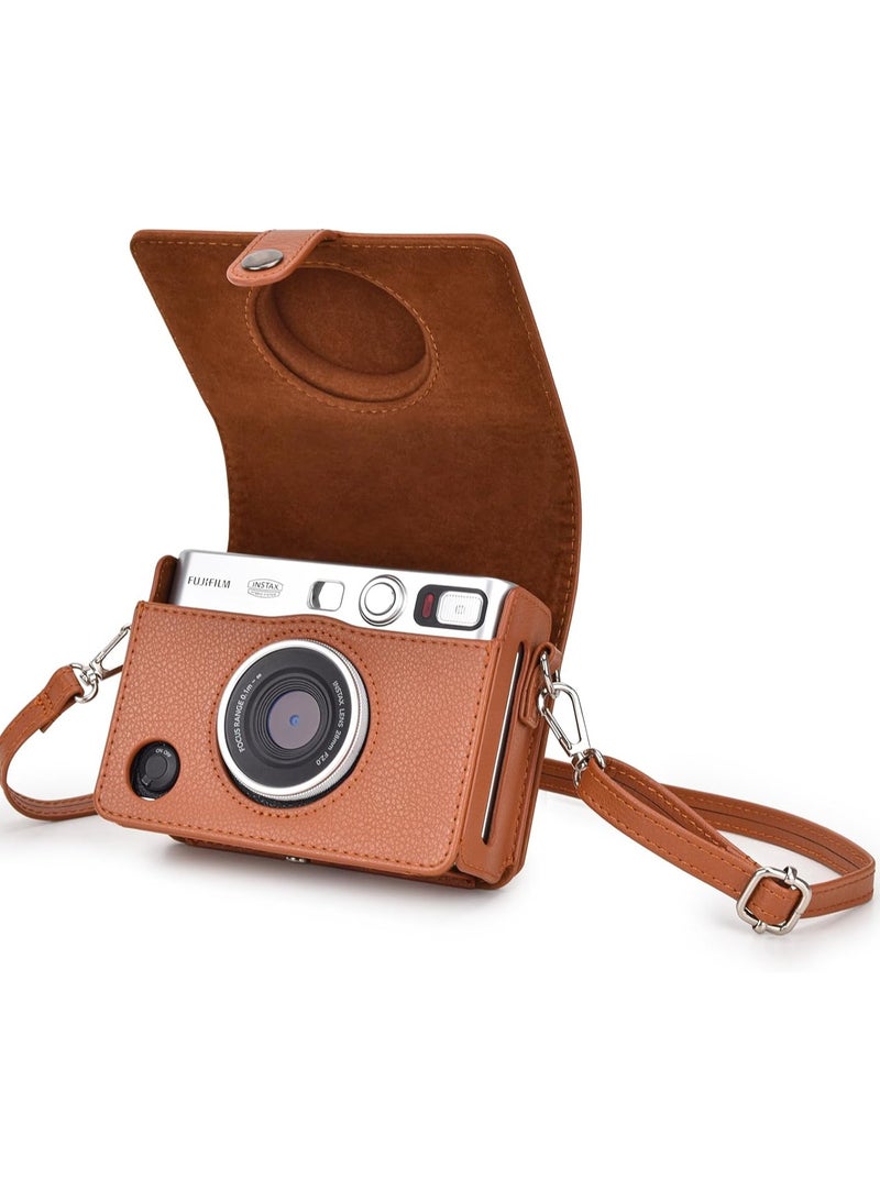 Mini EVO Case - Vintage PU Leather Protective Case for Fuji Instax Mini EVO Instant Camera - Removable Case with Adjustable Shoulder Strap Battery Charging Port