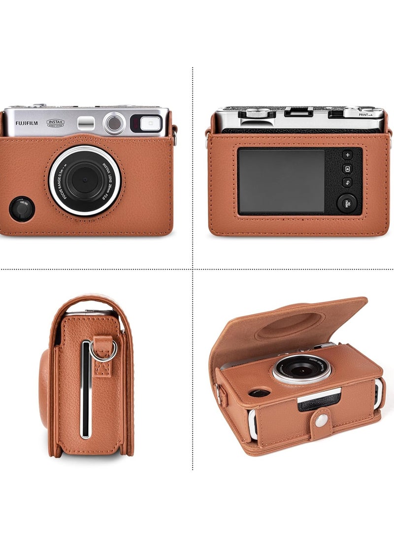 Mini EVO Case - Vintage PU Leather Protective Case for Fuji Instax Mini EVO Instant Camera - Removable Case with Adjustable Shoulder Strap Battery Charging Port