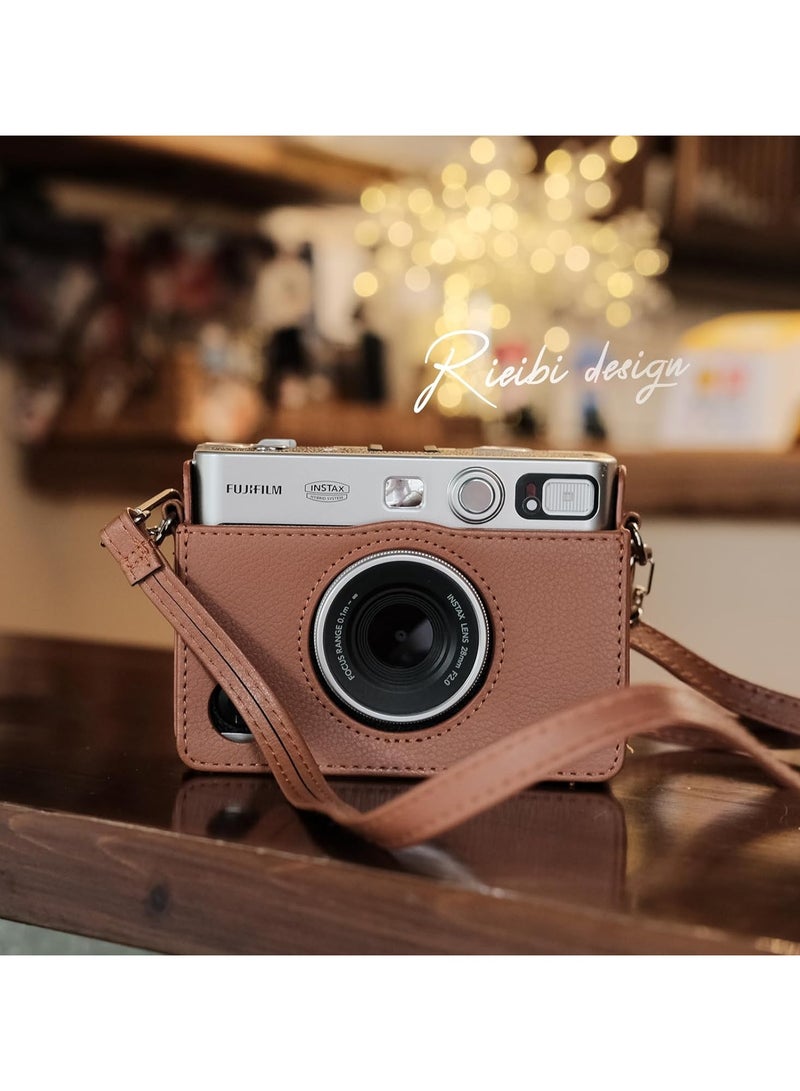 Mini EVO Case - Vintage PU Leather Protective Case for Fuji Instax Mini EVO Instant Camera - Removable Case with Adjustable Shoulder Strap Battery Charging Port