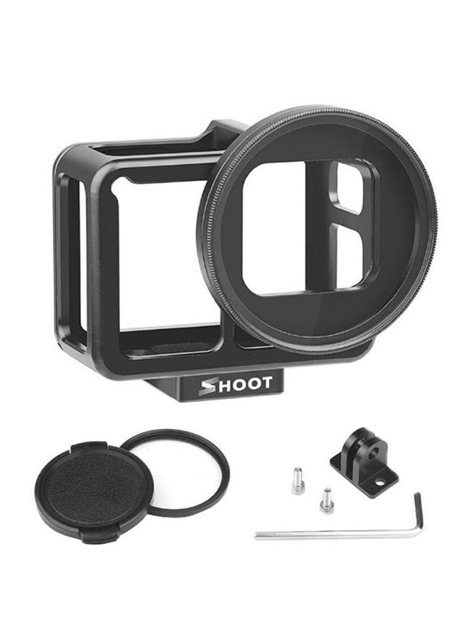 CNC Protective Camera Case Action Cage Mount With UV Lens Backdoor Black