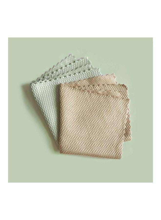3-Piece Double-Faced Nanofiber Glass Cleaning Cloth Blue/Grey/Beige 30x40centimeter