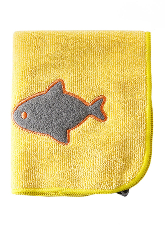 Embroidery Kitchen Dishwash Cloth Yellow 19.5 x 18centimeter