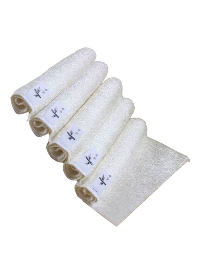 5-Piece Cotton Dish Cloth Set White/Blue 18x16cm