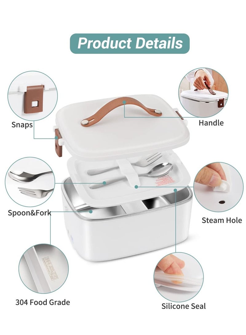 Electric Heated Bento Lunch Box Warmer Rice Cooker For Adult Kids Car Truck Office Work with Insulated Bag and Stainless Steel Cutlery