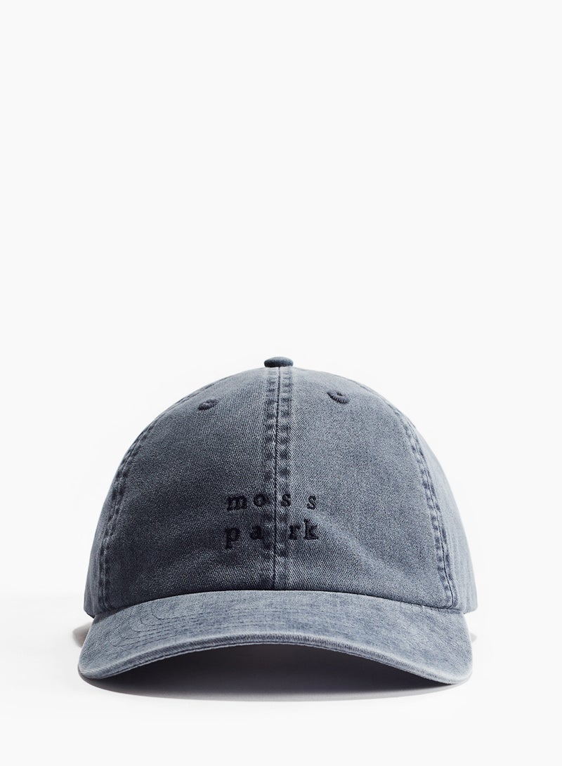 Embroidered-Motif Cotton Cap