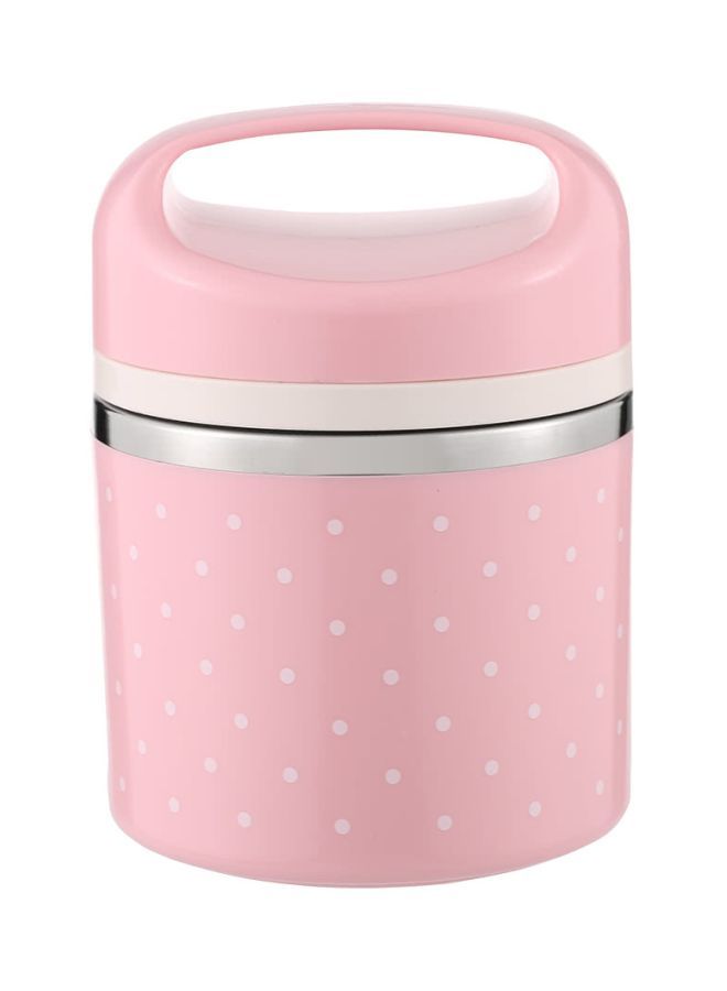 Stainless Steel Thermal Lunch Box Pink/Silver/White 16.5centimeter