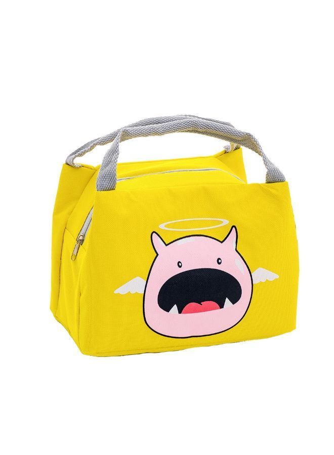 Printed Insulated Thermal Lunch Bag Yellow 21x17x15centimeter