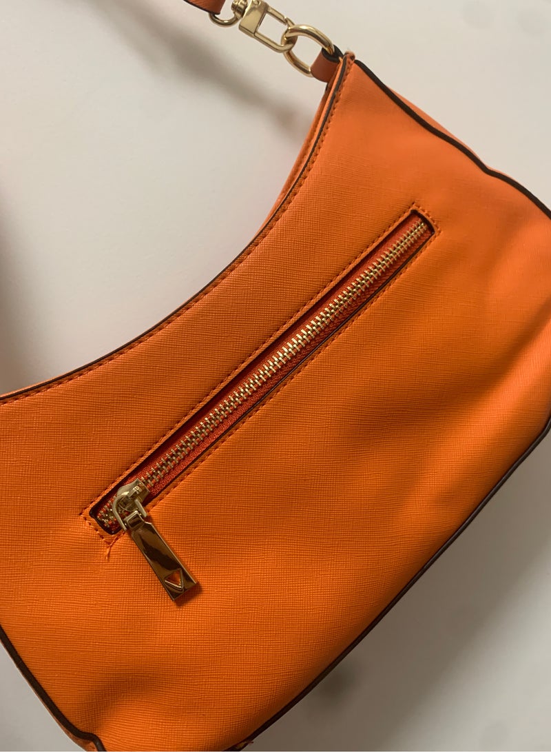 Women's Zipper Shoulder Bag PU Handbag Orange 29cm * 18cm * 6cm