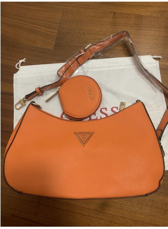 Women's Zipper Shoulder Bag PU Handbag Orange 29cm * 18cm * 6cm