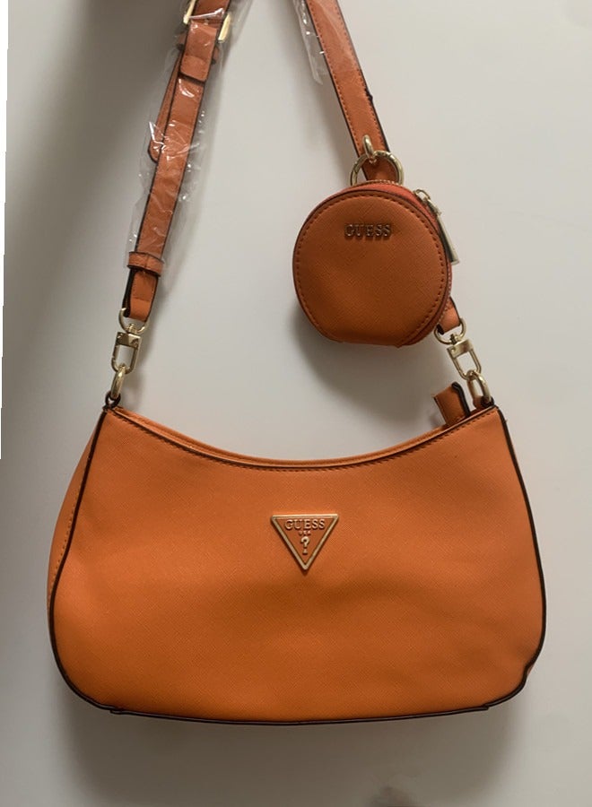 Women's Zipper Shoulder Bag PU Handbag Orange 29cm * 18cm * 6cm