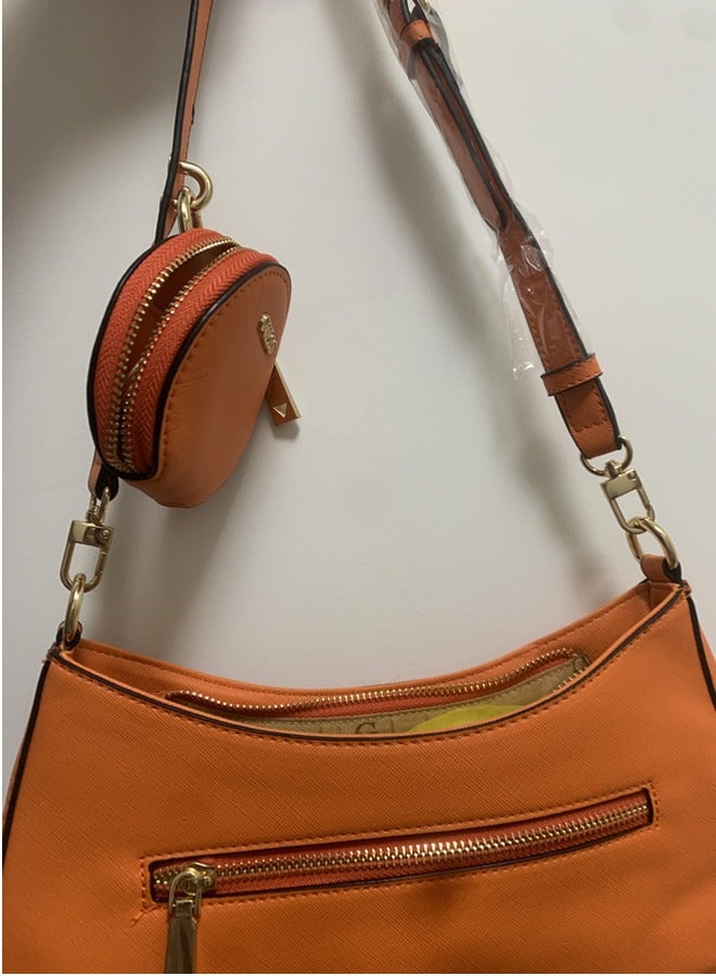 Women's Zipper Shoulder Bag PU Handbag Orange 29cm * 18cm * 6cm