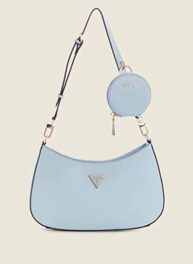 Women's Zipper Shoulder Bag PU Handbag Blue 29cm * 18cm * 6cm