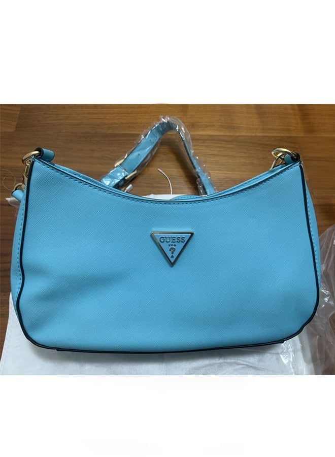 Women's Zipper Shoulder Bag PU Handbag Blue 29cm * 18cm * 6cm