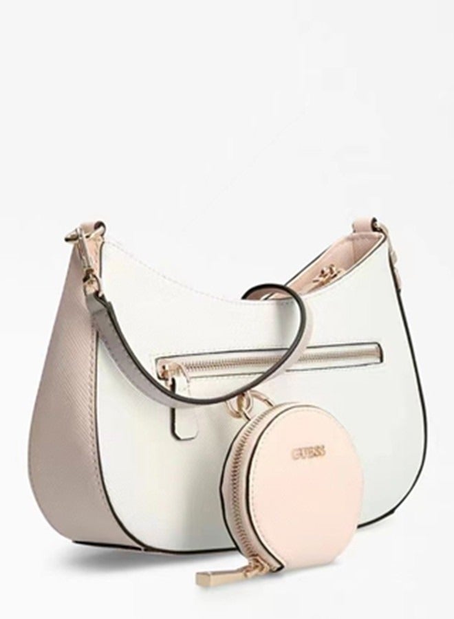 Women's Zipper Shoulder Bag PU Handbag White 29cm * 18cm * 6cm