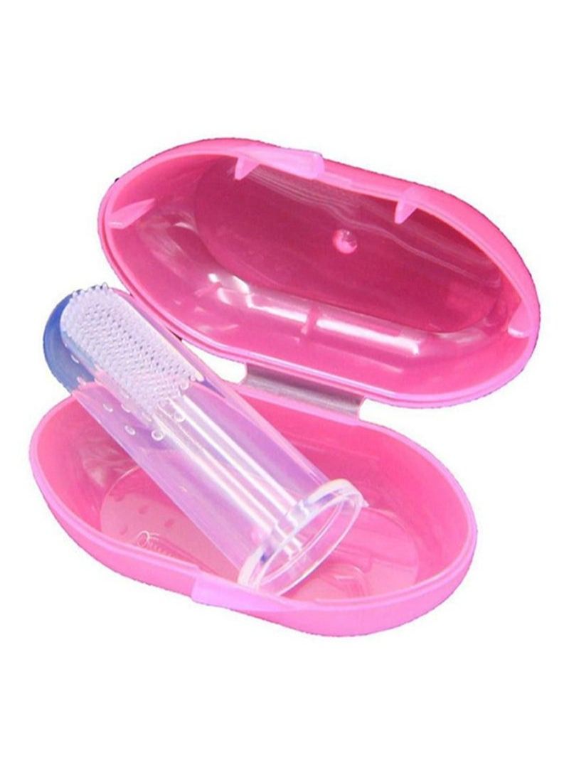 Gum Teeth And Tongue Cleaning Finger Cap Durable Brush For Baby Girls - Pink