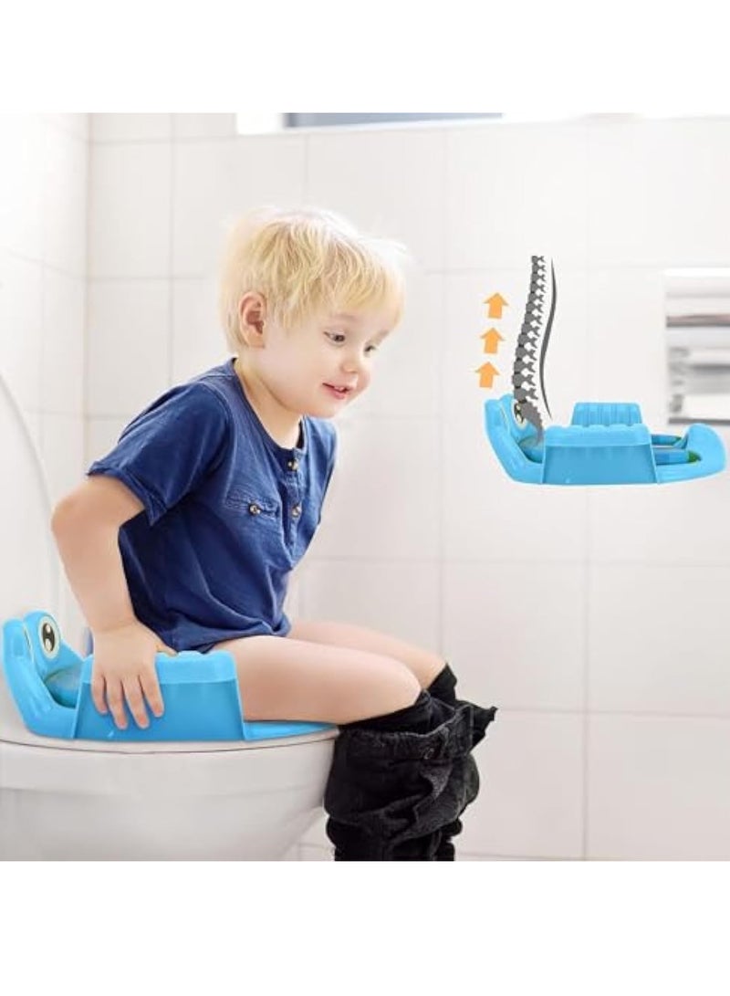 Potty Training Seat Kids and children, Non-Slip Splash Resistant Comfortable Potty Training Seat Trainer with Handles and Backrest Portable Toddler Toilet Potty Training Seat Pads(Blue)