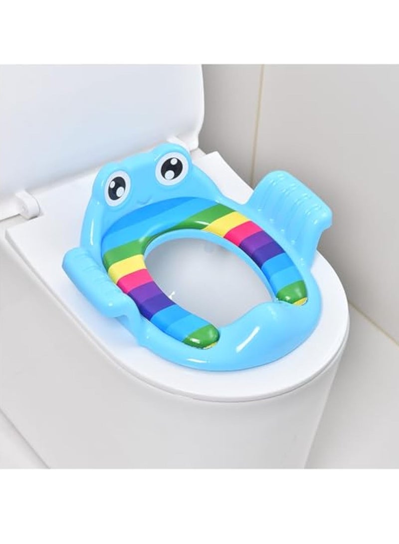 Potty Training Seat Kids and children, Non-Slip Splash Resistant Comfortable Potty Training Seat Trainer with Handles and Backrest Portable Toddler Toilet Potty Training Seat Pads(Blue)