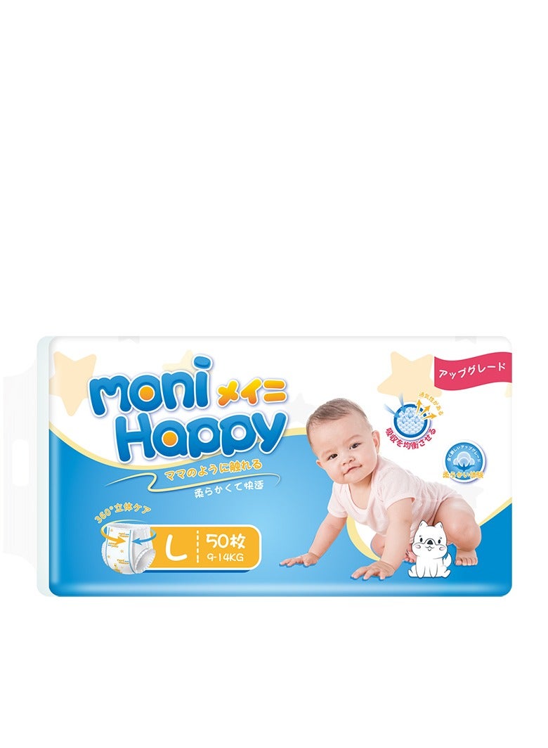 Moni Happy Baby Comfort Fit Pants Diapers | Diapers size 4, Large | jumbo pack Suitable for babies over 9-14 Kg and for 7-11 Months, 300 Diapers Up to 12 hours of Dryness PH Value <7, Better Fit value pack of 8