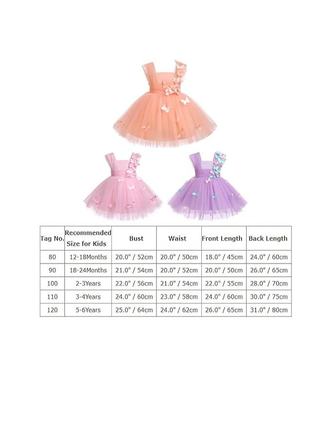 Baby Girls 3D Butterfly Tulle Tutu Dress Kids Birthday Christening Wedding Party Dresses Cake Smash Photo Shoot