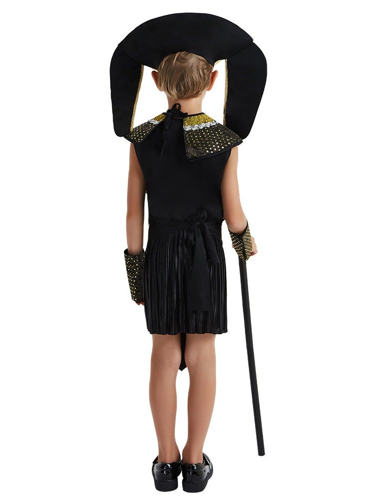 Al Aoyama Children's Egyptian king Cosplay boy Stage Performance Black Suit Costume